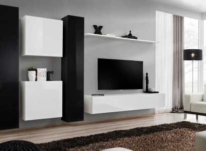 White wall unit wall cabinet designer living room furniture TV stand sideboard