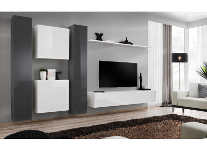 Living room furniture white wall unit designer furniture complete set 6 pieces new