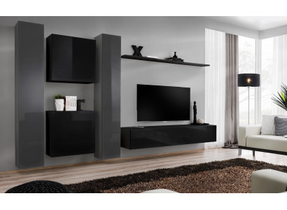 Designer black living room furniture new wall unit TV stand set furniture sideboard
