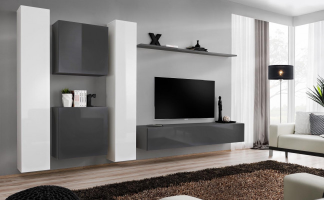 Gray wall cabinet living room wall shelf design wall cabinet modern furniture