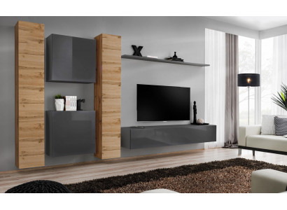 Designer wall unit wall shelves wooden furniture living room luxury wooden furniture style modern