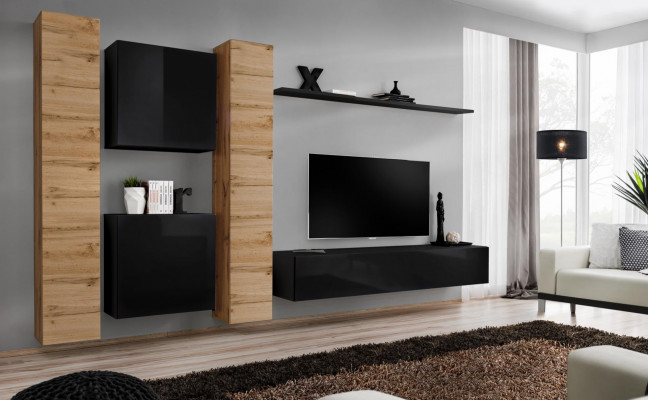 Living room set 6-piece wall unit wooden furniture cabinet complete new wall shelf