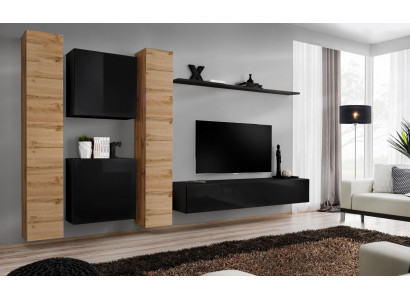 Living room set 6-piece wall unit wooden furniture cabinet complete new wall shelf