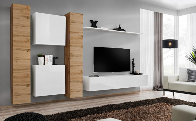 Living room wall unit white wooden furniture cabinet designer wall cabinet complete wall shelf