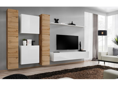 Living room wall unit white wooden furniture cabinet designer wall cabinet complete wall shelf