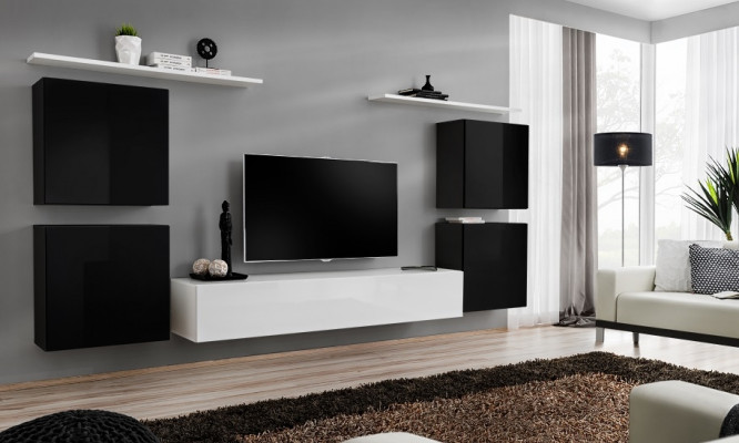 Modern complete living room wall unit set luxury wall cabinet wall shelf