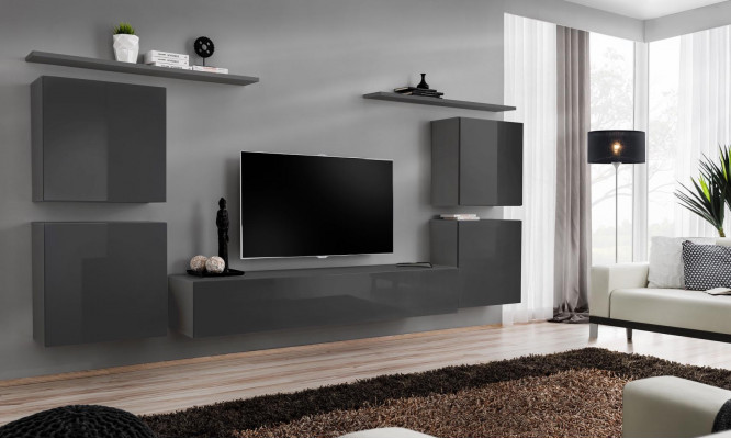 Gray wall living room furniture luxury TV stand wall shelf cabinet shelf new