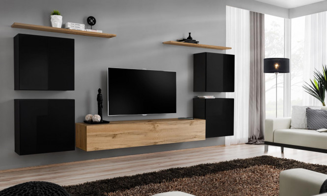 Wall unit, cabinet, wall shelf, wood living room furniture, TV stand, design sideboard.