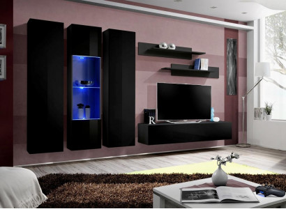 Wall unit set, 6 pieces, luxury living room TV stand, wooden wall shelf, wall cabinet, new.