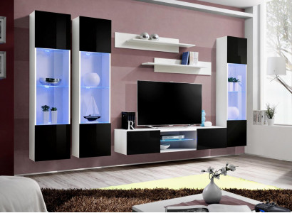 Wall unit TV stand sideboard hanging display cabinet wood white luxury living room