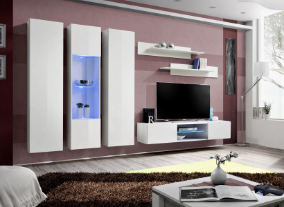 White wall unit hanging display cabinet TV stand luxury wall cabinet furniture wood furniture