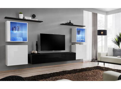 Wooden Furniture Black Living Room Wall Unit Wall Shelves Luxury Interior Cabinet New