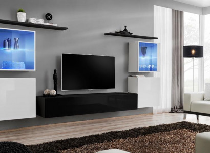 Wooden Furniture Black Living Room Wall Unit Wall Shelves Luxury Interior Cabinet New