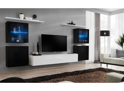 Living wall white wall shelves TV stand complete sideboard high-gloss furnishings