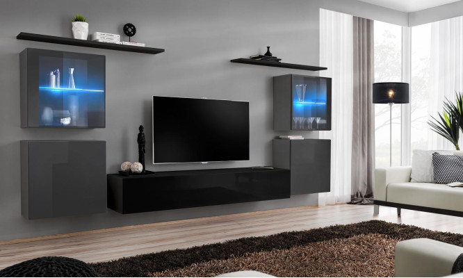 Modern wall cabinet living room wall shelves sideboard TV stand designer set 7-piece