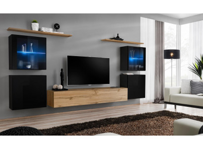 Living Room 4x Wall Cabinet Living Wall TV Stand Modern Design Set 7-Piece New