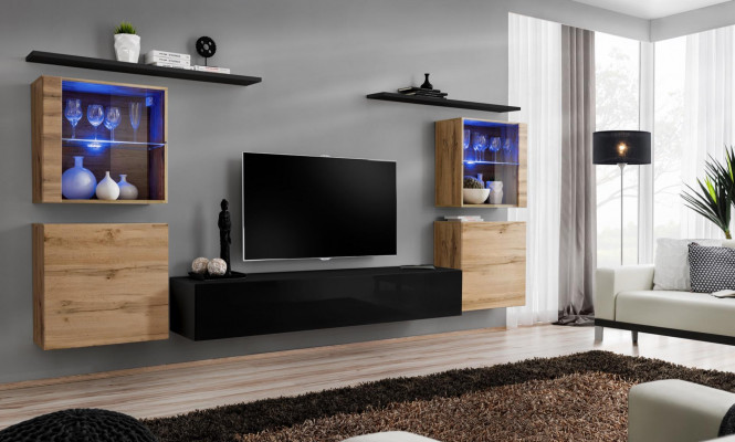 Designer Complete Living Room Luxury Wall Unit Group Modern Sideboard Furnishing