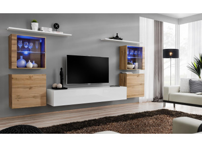 Luxury White Living Room Wall Unit Designer Set Modern Furniture TV Stand