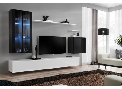 Living room complete set 7-piece living room furniture wall unit wood furnishing new
