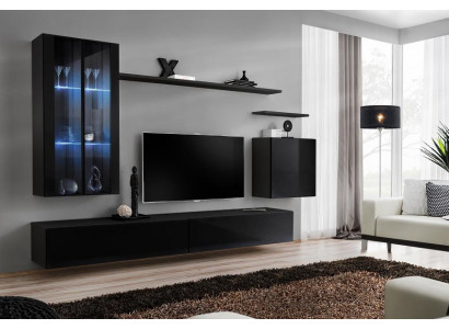Living room furniture wall unit wall cabinet sideboard black luxury wooden furniture