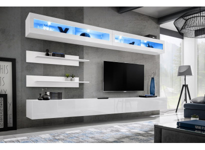 Modern living room set 6 pieces 2x TV stands design wall cabinet new wood furniture