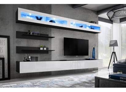 Living room wall unit set, wall cabinet, lowboard, wall shelf, TV stand, new