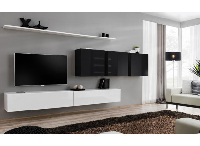 White living room wall unit with 2 TV stands, sideboard, living room furniture, wall cabinet, designer