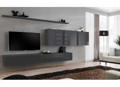 Modern gray living room wall unit designer TV stand sideboard wooden furniture cabinet wall cabinet