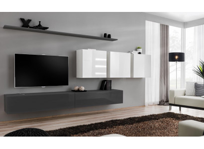 Wooden Furniture Living Wall Grey Designer TV Stand High Gloss Sideboard Wall Cabinet