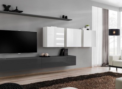 Wooden Furniture Living Wall Grey Designer TV Stand High Gloss Sideboard Wall Cabinet