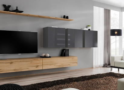 Brown wall unit living room wall cabinet wall shelf designer furniture