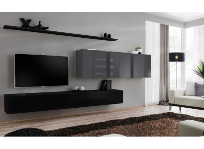Designer living room wall unit TV stand 3x wall cabinets TV stand sideboard 7-piece set