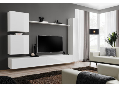 White luxury living room wall unit furniture designer TV stand wall shelf modern set