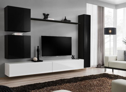 Black wall unit designer cabinet TV stand living room furniture modern new