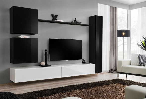 Wooden furniture living wall modern black furniture TV stand furnishing sideboard