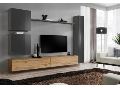 Wall cabinet living wall complete set 6-piece modern furniture sideboard TV stand