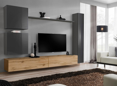Wall cabinet living wall complete set 6-piece modern furniture sideboard TV stand