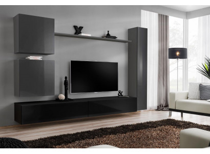 Living room TV cabinet wall unit shelf luxury wall cabinet TV sideboard set 6-piece.