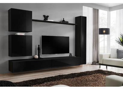 Luxury Set Wall Unit Black Living Room Wall Cabinet Shelf Wall Cabinet New