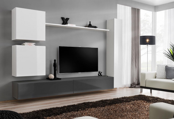 Living room wall cabinet, style: modern, design: designer, color: white, shelf, TV sideboard