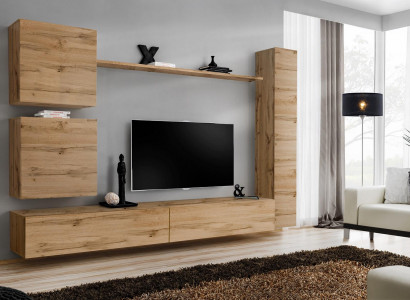 Modern wall cabinet living room wall unit brown wooden furniture designer
