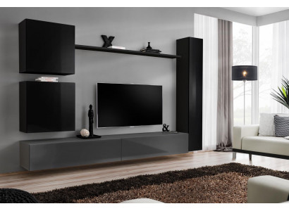 Wardrobe Living Room Furniture Wall Unit Set 6-piece Designer Wall Shelf Sideboard