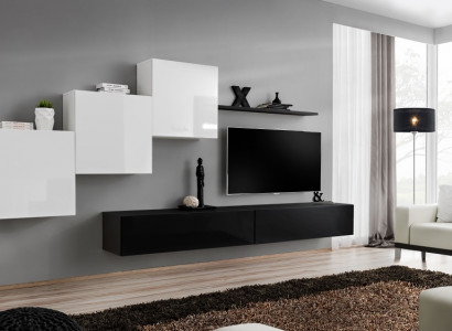 Wall unit black complete with TV stand wall shelf luxury wall cabinet design