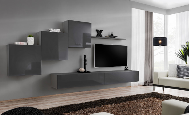 Living room wall unit set 6-piece wall cabinet wall shelf complete set new
