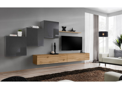 Luxury White Designer Modern Wall Unit Sideboard TV Stand Brown Living Room