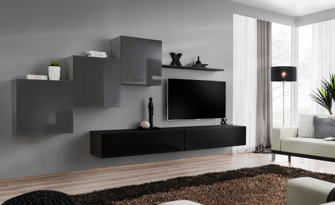 Modern black TV stand, wall unit living room furniture, cabinets, new furniture