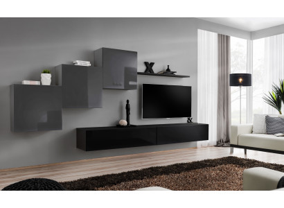 Modern black TV stand, wall unit living room furniture, cabinets, new furniture