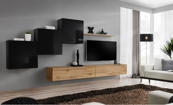 Living room wall unit brown TV stand set, living room furniture, TV stand, sideboard, wall shelf, new.