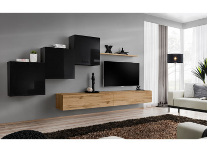 Living room wall unit brown TV stand set, living room furniture, TV stand, sideboard, wall shelf, new.