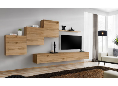 Designer wall unit brown TV stand modern sideboard wall shelf wall cabinet 6-piece set